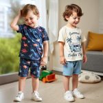 ⁦طقم للاولاد من زولينوفا، مصنوع من قطن جيرسي مطاطي 180 غرام مع تي شيرت مطبوع وشورت بلون سادة وطباعة كوكب وسيارة، طقم من قطعتين للاعمار من 4 الى 7 سنوات، للصيف، للارتداء اليومي، كاجوال، مناسب للخروج⁩ - الصورة ⁦2⁩