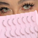 outopen 7 Pairs Bottom Lashes Japanese Manga Style False Eyelashes Soft Clear Band Strips False Eyelashes Natural Look Lower Lashes Reusable (A09)