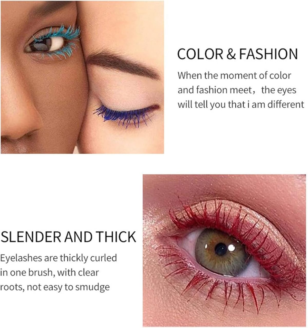 ⁦BeauFairy Mascara, 4 Colors, 3D Color Nature Mascara, Length Waterproof Definitiating, Volumizing False Lash Effect, Telescopic High Precision⁩ - الصورة ⁦4⁩