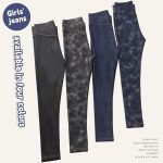 ⁦Chicduo 4 Pack Girls Leggings Girls Imitation Denim Print Leggings Girl's Stretchy Pants Kids High Waist Slim Pants⁩ - الصورة ⁦2⁩
