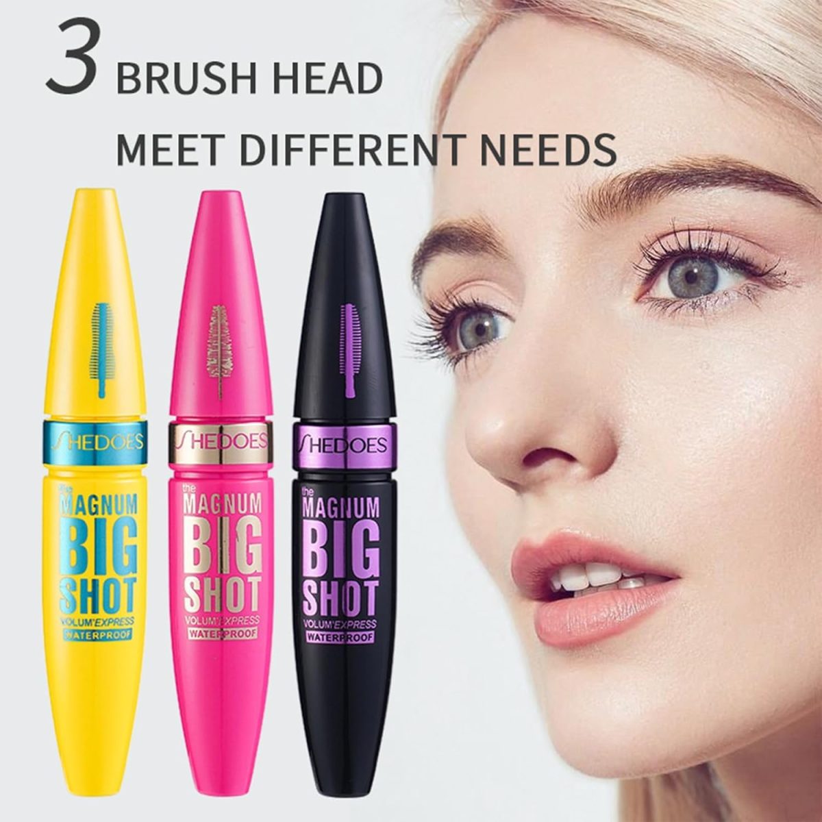 ⁦4D Silk Fiber Black Mascara - 3PCS Different Brush Heads for Volume and Length - Waterproof Extra Long Thick & Voluminous Lash - Not Blooming Curling Natural Eye Makeup 10ML⁩ - الصورة ⁦3⁩