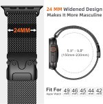 ⁦Upeak Band Compatible with Apple Watch Ultra 2/Ultra 49mm, Stainless Steel Mesh Loop Band with Parachute-style Buckle for Apple Watch Series 10 46mm, 9/8/7 45mm, SE2/SE/6/5/4 44mm, 3/2/1 42mm⁩ - الصورة ⁦4⁩