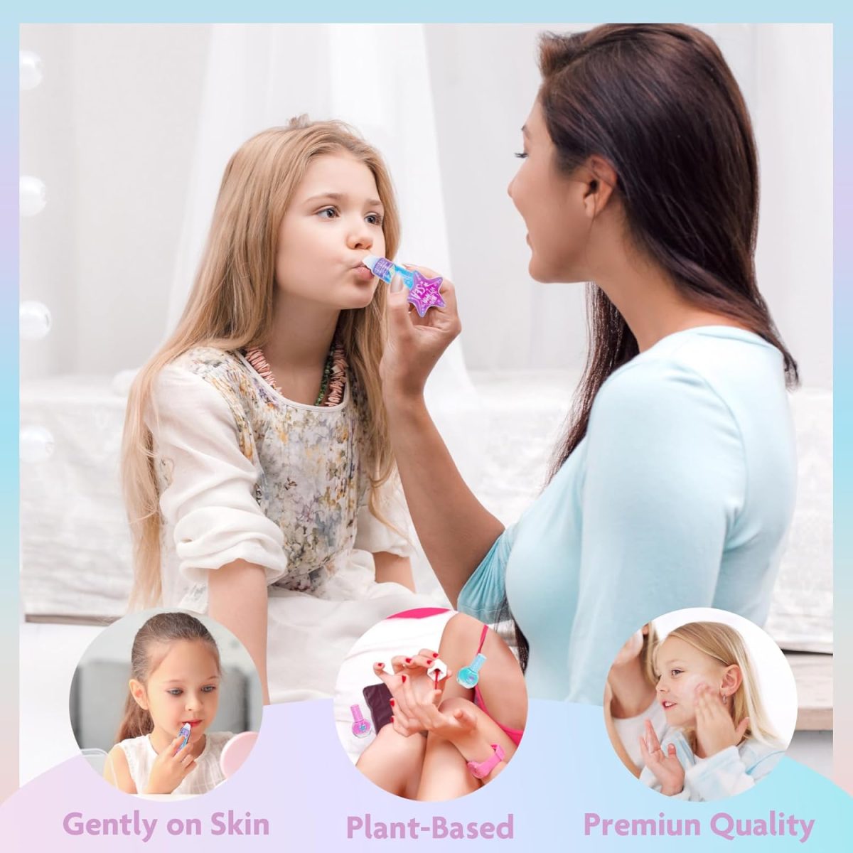 ⁦Townley Girl Mermaid Vibes Makeup Set with 8 Pieces, Including Lip Gloss, Nail Polish, Body Shimmer and More in Mermaid Bag, Ages 3+ for Parties, Sleepovers and Makeovers⁩ - الصورة ⁦3⁩