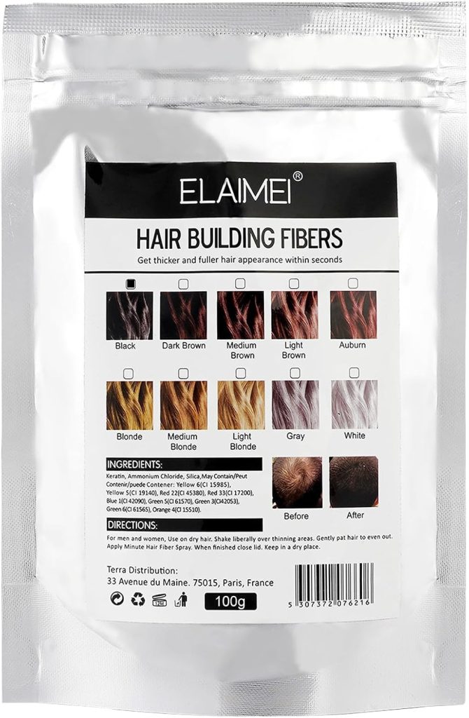 ALIVER Hair Fibers Spray Refill Powder 100 Grams,Black,Thinning Fine Hair Loss Concealer,Undetected & Unscented,Refill Exsiting Shaker Bottle