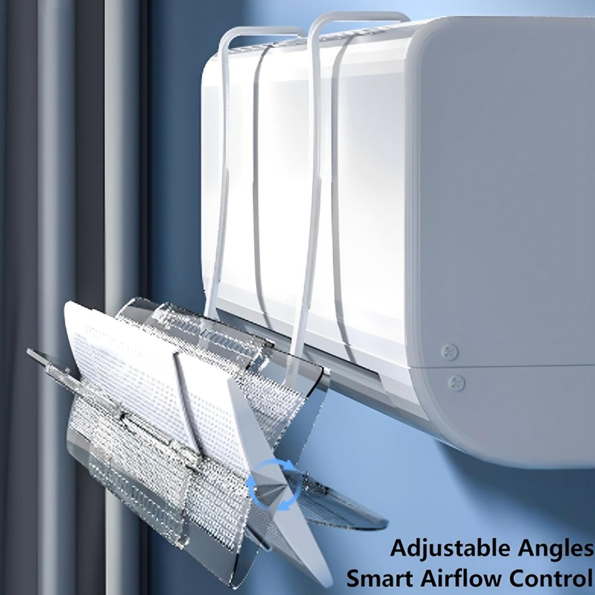 ⁦Gorgeskid Wind Deflector Adjustable Air Conditioner Deflector - Universal Fit, No-Drill Mount, Stops Direct Blowing for Baby/Elderly/Pregnancy, Summer & Winter Use, White ABS Panel (56-92cm)⁩ - الصورة ⁦3⁩