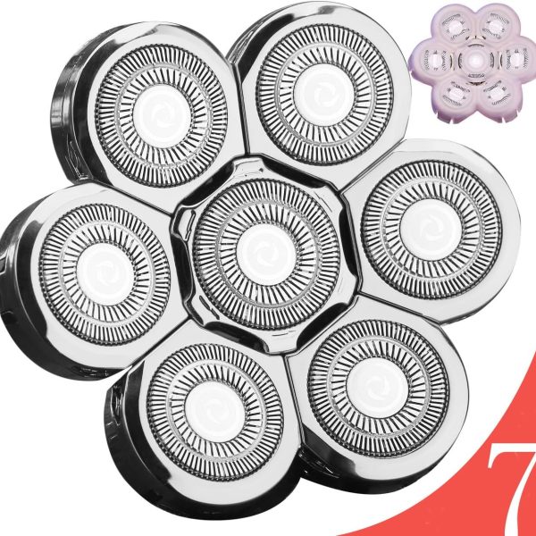 FOXSONIC Upgraded Version 7 Blades Electric Head Shaver Replacement Head fit Freedom Grooming and Many Brands 7 Blades Replacement Shaver Head Blade 7 Heads Beard Electric Razor Shaver Head Black