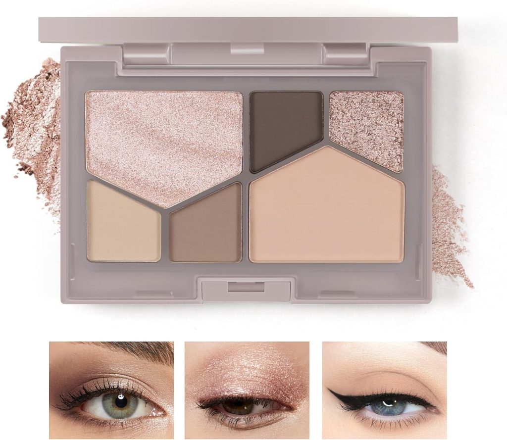 6 Color Naked Eyeshadow Palette, Matte Makeup Palette for Natural Neutral Smoky Bronze Eye Shadow Shadows Colors Women Brown