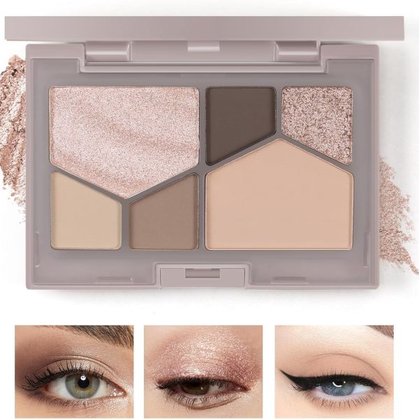 6 Color Naked Eyeshadow Palette, Matte Makeup Palette for Natural Neutral Smoky Bronze Eye Shadow Shadows Colors Women Brown