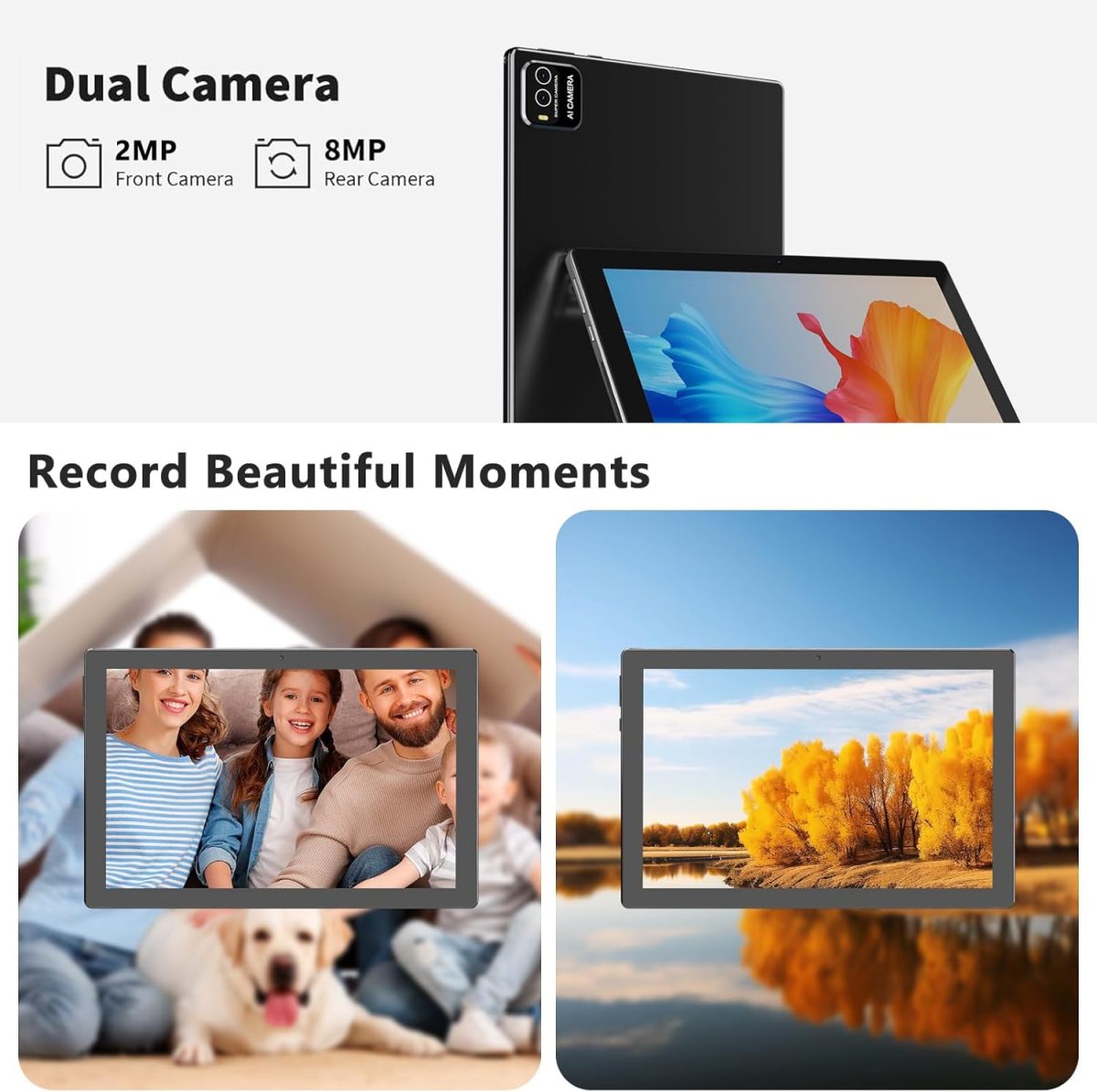 ⁦Android 15 Tablet, 10 inch 18GB RAM 128GB ROM, 2.0Ghz Quad-core Processor Tablet, 1280*800 IPS Touch Screen, 2.4G/5G WiFi, 2 in 1 Tablets with Keyboard, Case, Mouse, Stylus, 6000mAh Battery 8MP Camera⁩ - الصورة ⁦7⁩