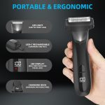 ⁦INVJOY Manscape Body Trimmer for Men, Waterproof Electric Razor/Shavers with Dual-Head for Facial, Pubic & Groin Hair Grooming, Ceramic & Foil Blades Hair Trimmer with LED - Birthday Gift for Him Dad⁩ - الصورة ⁦7⁩