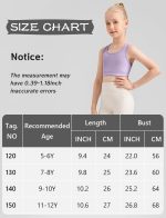 ⁦SEAUR Girls Dance Crop Tank Tops Solid Crewneck Racerback Athletic Camisoles Fashion Quick Dry Elastic Soft Dancewear⁩ - الصورة ⁦5⁩