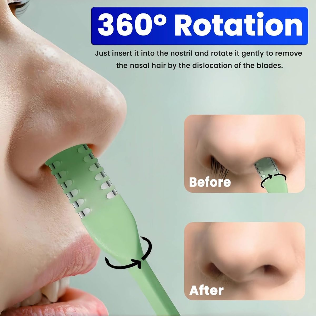 ⁦OSHIMA 2-in-1 Nasal Hair Cutter 5-Pack Nasal Hair Cutter Double-Blade 360° Rotating Nose Hair Knife Double Sided Nose Hair Trimmer, Portable Nostril Hair Remover Tool for Women Men⁩ - الصورة ⁦5⁩