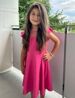 ⁦Flypigs Girls Dresses Summer Formal Party Wedding Ruffle Sleeve Mesh A Line Dress with Pockets⁩ - الصورة ⁦6⁩