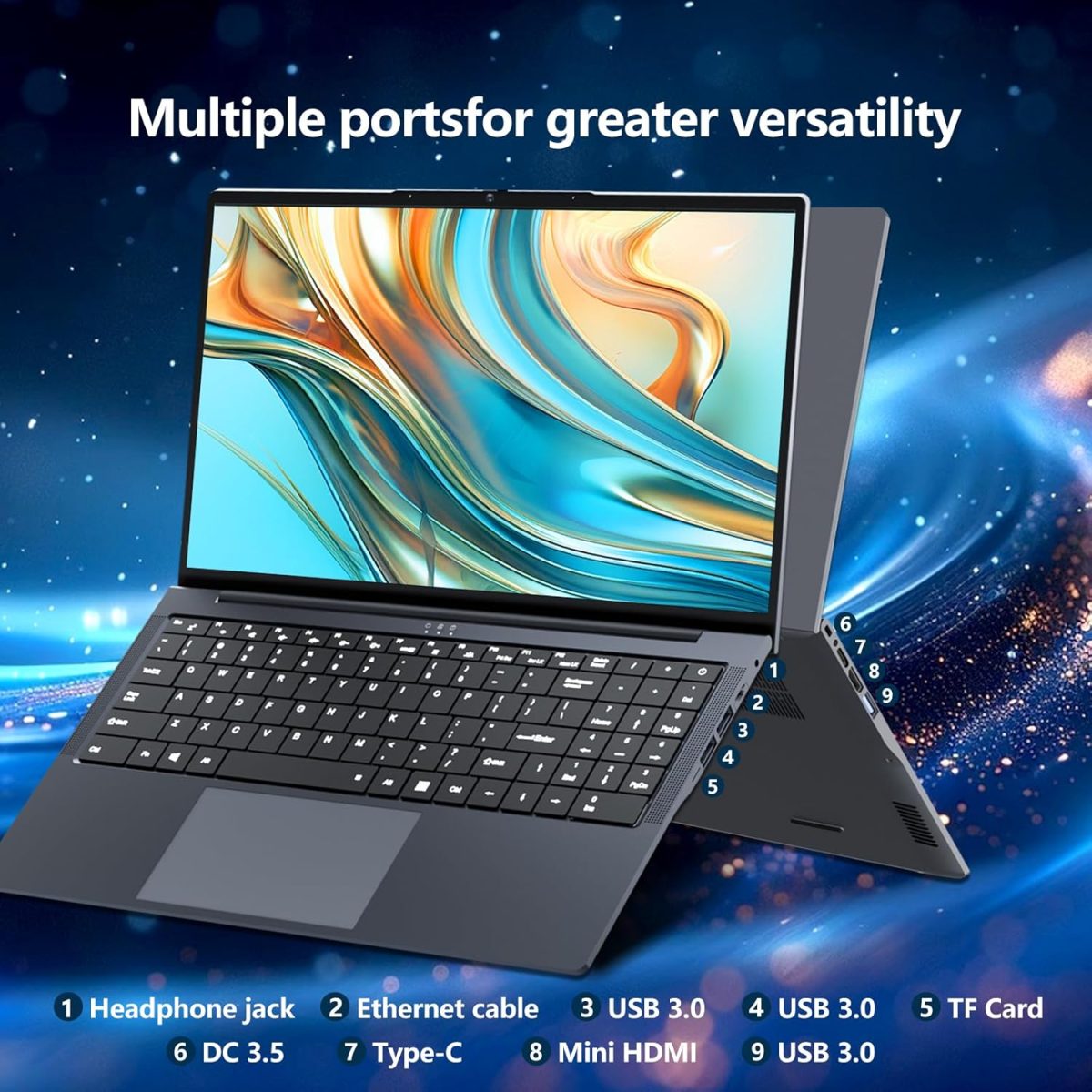 ⁦16 Inch Gaming Laptop, i5 Laptop up to 3.60GHZ, Laptops 1920 x 1200 HD Display, 16GB RAM 1TB SSD, WiFi5, Webcam, BT5.0, Mini HDMI, RJ45, Backlit Keyboard Laptops Computers,gaming computer,pc computers⁩ - الصورة ⁦7⁩