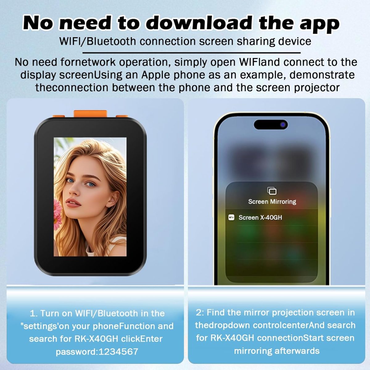 ⁦Otufan Selfie Monitor Screen for iPhone, with Speaker, Wireless Recording, Using Phone Rear Camera for Selfie Vlog, Live Streaming, TikTok, Screen Sharing, 2in (No Clip Black)⁩ - الصورة ⁦7⁩