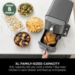 ⁦Ninja Double Stack XL Air Fryer, Vertical Dual Drawer Air Fryer with 4 cooking levels, 2 Drawers and 2 Racks, 9.5L Capacity, 6 Cooking Functions, 8 Portions, Grey, SL400ME, 2 Years Warranty⁩ - الصورة ⁦7⁩