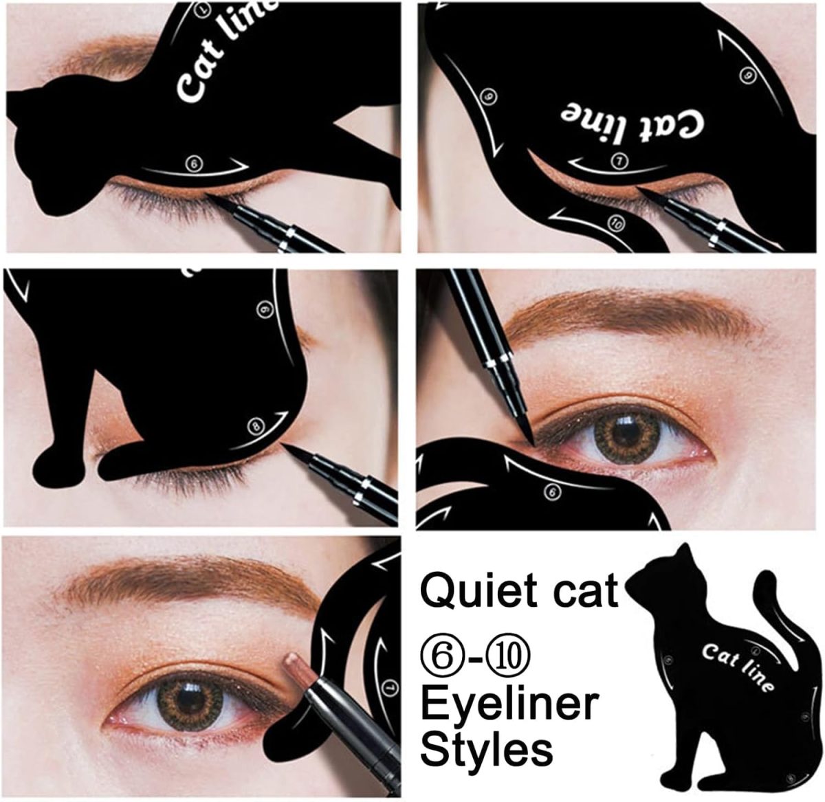 ⁦Tazweeq 4 Pcs Eyeliner Stencils for Cat Eye Winged, Different Effects, Eyeshadow Applicators, Tool Guide⁩ - الصورة ⁦4⁩
