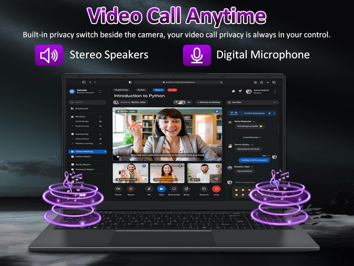⁦32GB RAM Laptop Computer with 1TB NVMe SSD, Intel N150 Quad-Core Processor(Up to 3.6GHz), 15.6" FHD IPS Display, 8000mAh Battery, Backlit Keyboard, Privacy Webcam, Fingerprint Unlock, Win11 Pro⁩ - الصورة ⁦4⁩