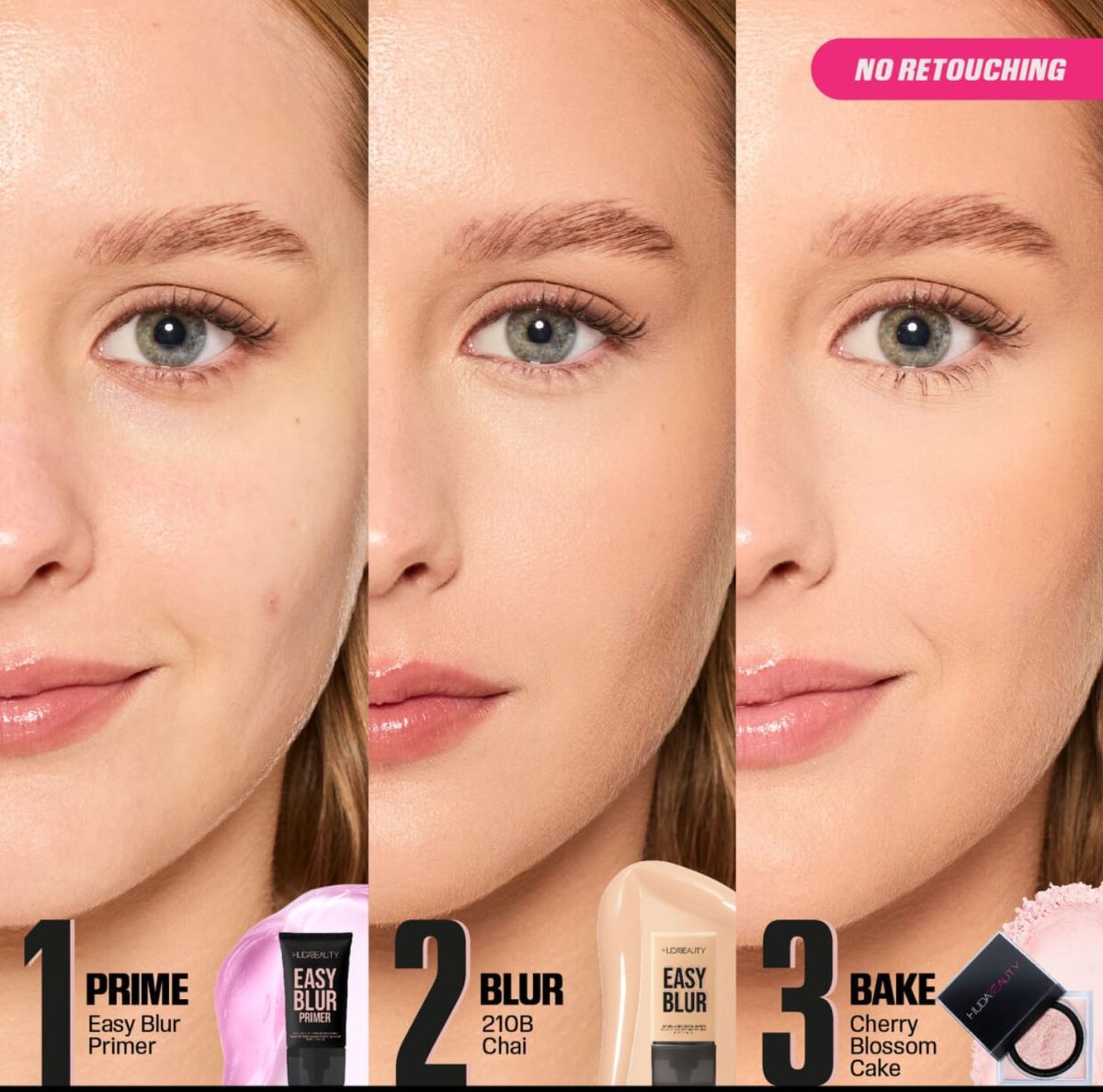 ⁦Huda Beauty Easy Blur Natural Airbrush Foundation, Chai 210B, 30ml⁩ - الصورة ⁦3⁩