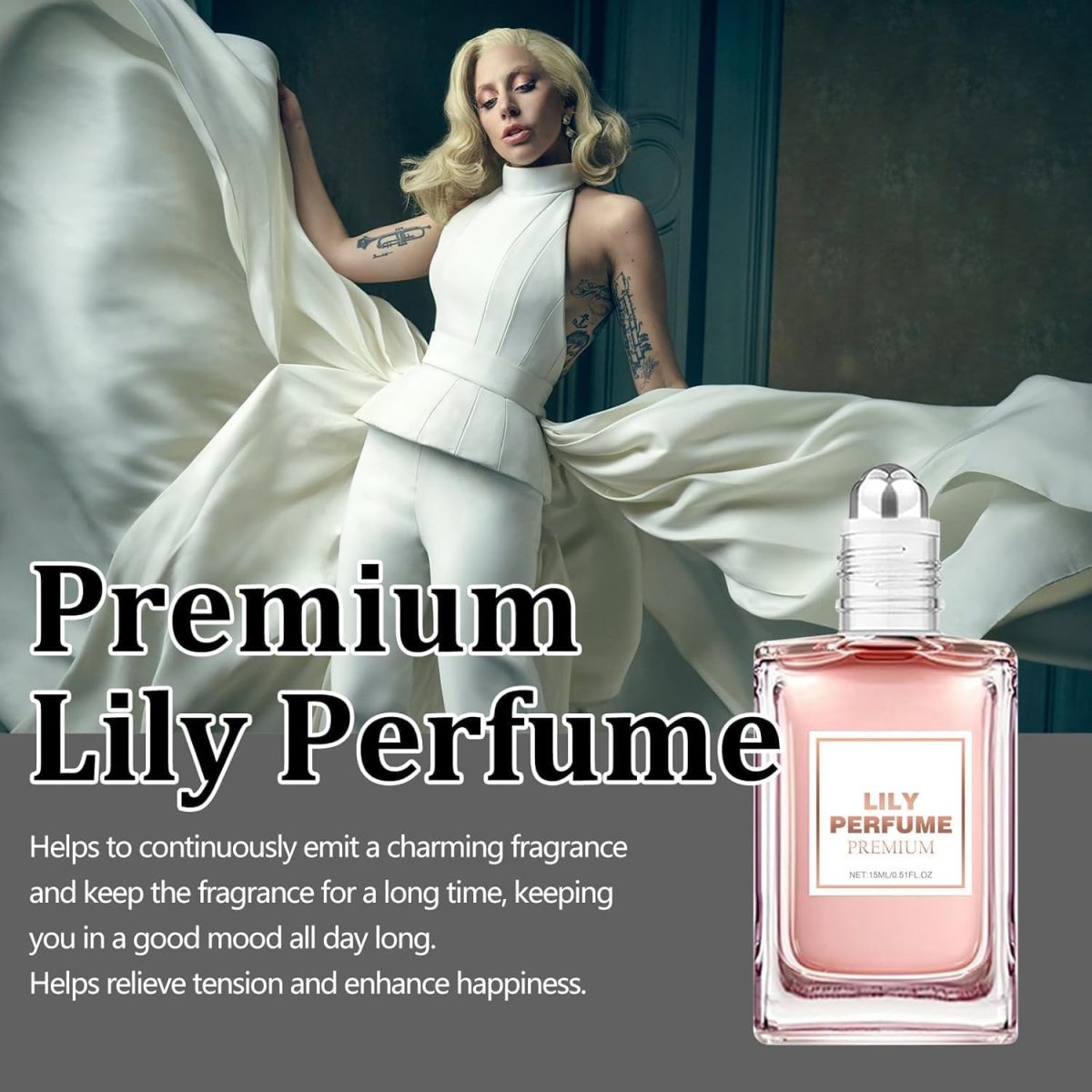 ⁦Goyazan Lily Perfume Premium - Attraction Perfume, Lily of the Perfume Premium Pheromone Cologne Oil Roll On for Women, Fresh, Classic Fragrance, Long-Lasting and Clean Scent -（15ml）⁩ - الصورة ⁦3⁩