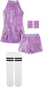 ⁦LOLANTA Girls Sequin Costume Hip Hop Dancewear Sparkling Dance Dress Set⁩ - الصورة ⁦5⁩
