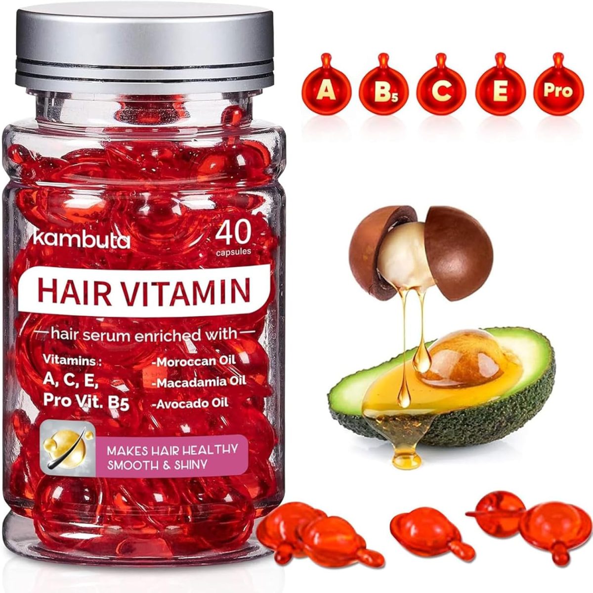 ANYUAN 40Pcs Hair Treatment Serum Oil Capsules,Hair Treatment Serum Enriched with Moroccan Oils,Smooth Silky Hair Mask Repair on Hair Growth Oil