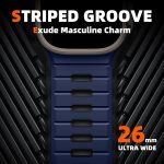 ⁦Upeak Sport Strap Compatible with Apple Watch Ultra 2 Band/Ultra 49mm 45mm 44mm 42mm Men, 26mm Adjustable Silicone Loop Replacement Strap for Apple Watch Band/iWatch Series 9 8 7 6 5 4 3 2 1 SE⁩ - الصورة ⁦2⁩