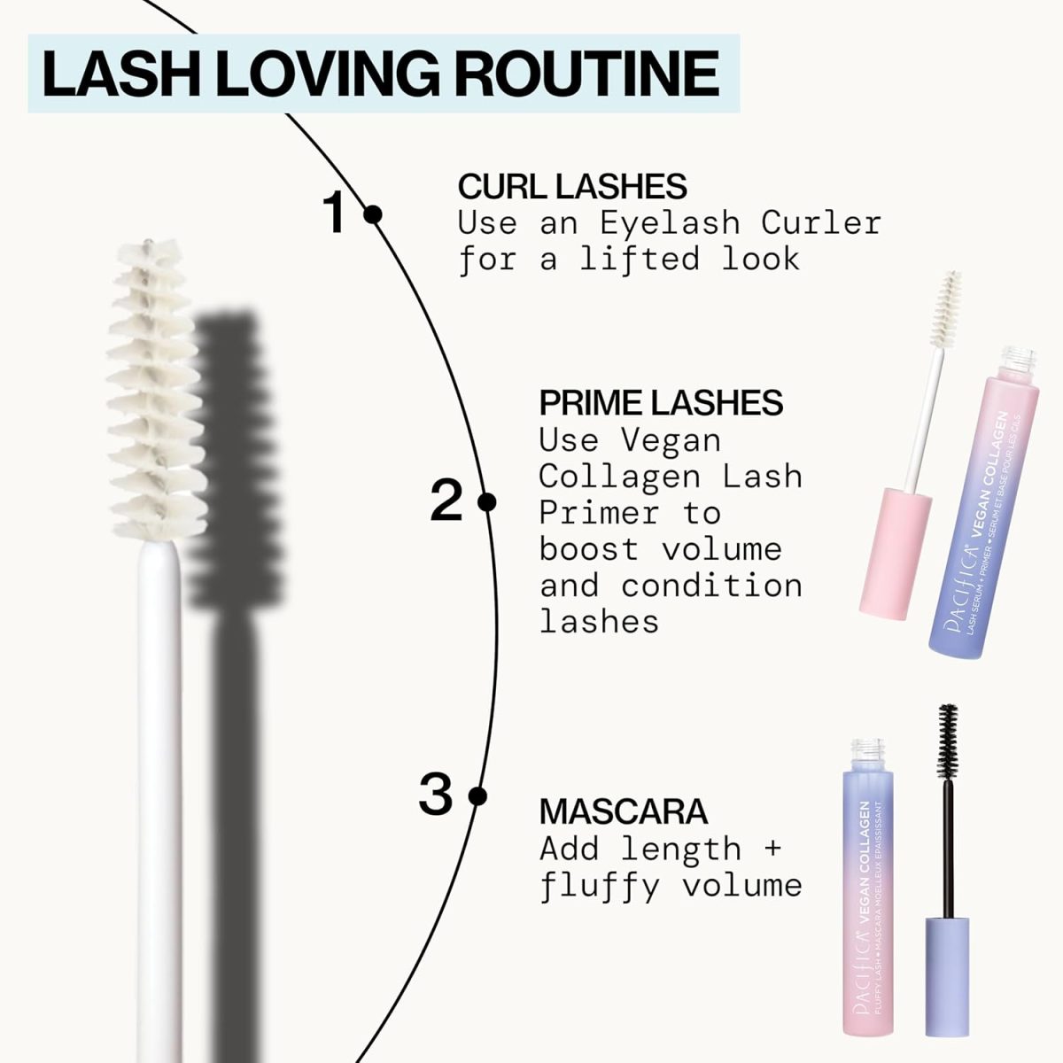 ⁦Pacifica Beauty Vegan Collagen Lash Serum and Clear Mascara Primer, Makeup, Conditioning Vitamin E and Vitamin B, Fluffy Lashes, Lash Primer, Cruelty Free, Silicone Free, Clean Makeup,0.24 oz(1 Count)⁩ - الصورة ⁦8⁩