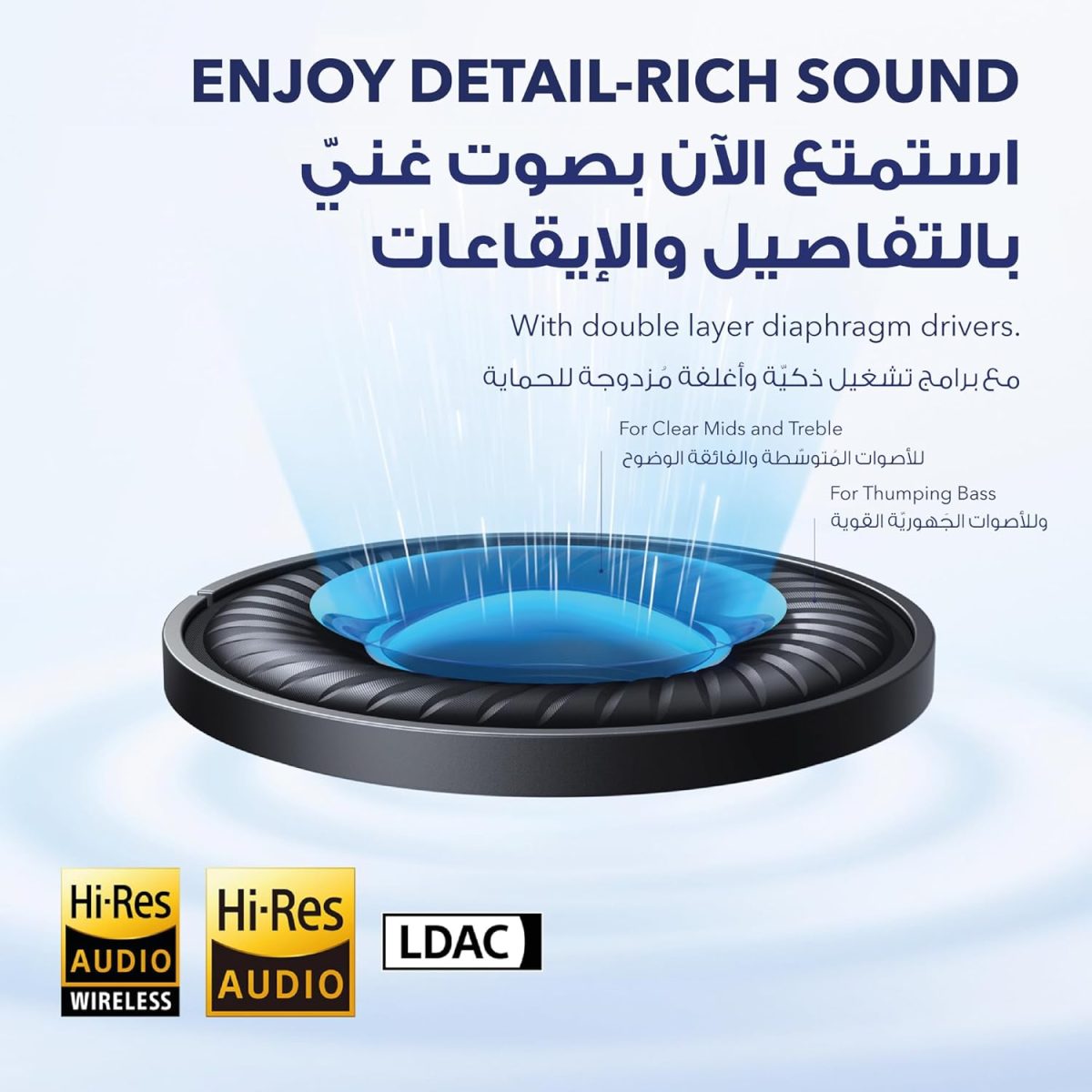 ⁦soundcore by Anker Space Q45 Adaptive Noise Cancelling Headphones, Reduce Noise By Up to 98%, Ultra Long 50H Playtime, App Control, Hi-Res Sound with Details, Bluetooth 5.3, Ideal for Traveling⁩ - الصورة ⁦4⁩