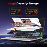 ⁦15.6 Inch Laptop, Laptops 16GB 512GB SSD, Laptop Computer N5095, Gaming Laptop, Traditional Laptop Computers 180 Angle Opening, Lap top Fingerprint Unlock Backlit Keyboard, 1920X1080 FHD IPS MINI-HDMI⁩ - الصورة ⁦2⁩