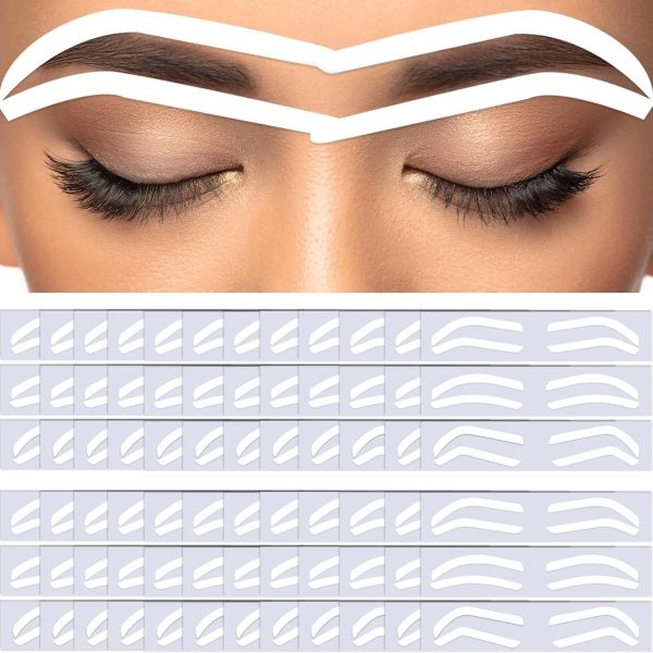 24Pairs Eyebrow Stencil Stickers Disposable, Adhesive Eye Brow Stencils for Women, Airbrush Eyebrow Stencils, Mapping Guides Brow Template for Tinting Makeup, 3Shapes Eyebrow Tape Stripsf