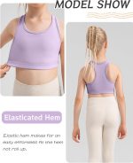 ⁦SEAUR Girls Dance Crop Tank Tops Solid Crewneck Racerback Athletic Camisoles Fashion Quick Dry Elastic Soft Dancewear⁩ - الصورة ⁦2⁩