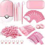 QUKLOGEN 267 PCS Eyelash Extension Supplies Lash Extension Kit USB Air Conditioning Blower,Silicone Pad,Under Eye Gel Pads,Mini Makeup Mirror,Tapes,Tweezers,Glue Rings,Eyelash Brushes,Mini Applicator