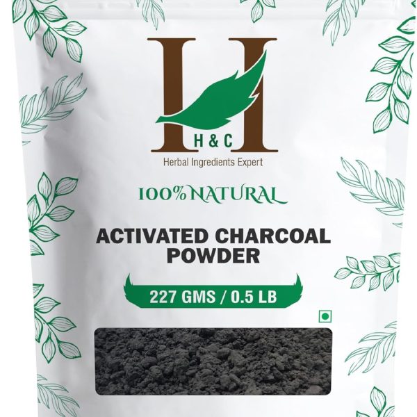 H&C Herbal Ingredients Expert Activated Charcoal Powder 227 gm / 0.5 lb |for Teeth Whitening & Face Mask | Supports Clear Skin by Removing Impurities & Excess Oil