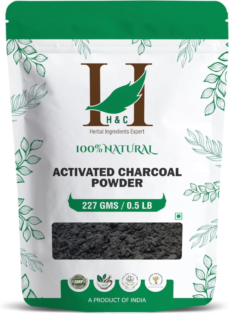 H&C Herbal Ingredients Expert Activated Charcoal Powder 227 gm / 0.5 lb |for Teeth Whitening & Face Mask | Supports Clear Skin by Removing Impurities & Excess Oil