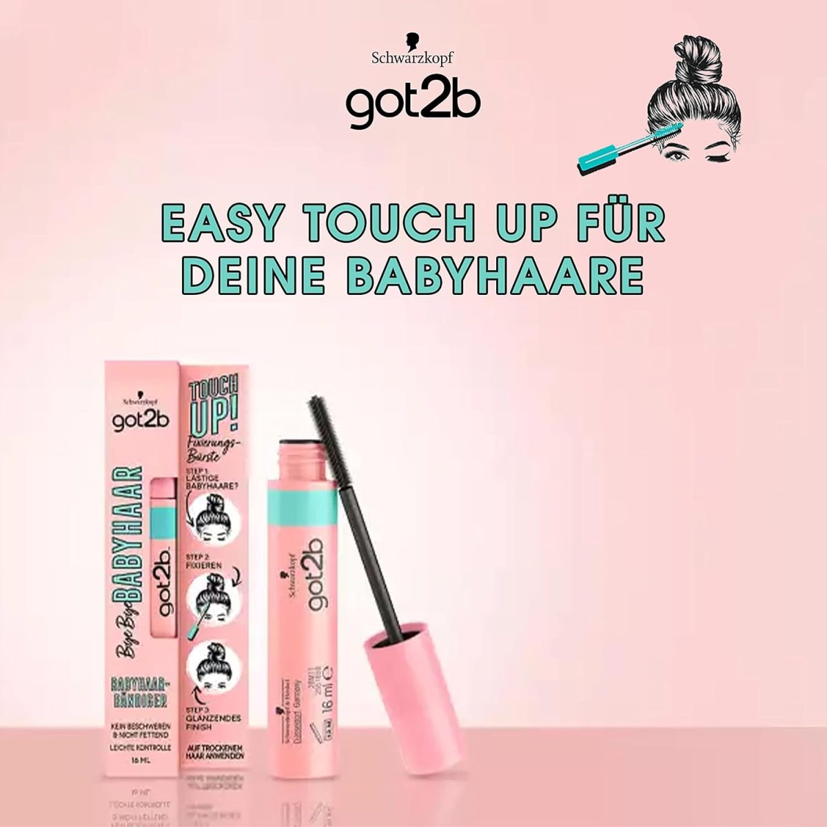 ⁦got2b Bye Bye Bye Baby Hair Mascara Brush (16 ml), Baby Hair Fixing Brush Gives a Shiny Finish, Feather-Light and Non-Greasy, Also for on the Go⁩ - الصورة ⁦2⁩