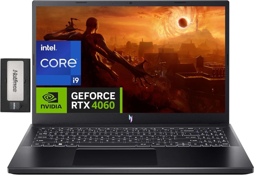acer Nitro V 15 15.6" FHD IPS 144Hz Gaming Laptop, Intel i9-13900H, 32GB DDR5, 1TB SSD, GeForce RTX 4060 8GB GDDR6, Backlit Keyboard, Wi-Fi 6, Win 11 Pro, Black, 256GB Docking Station Set