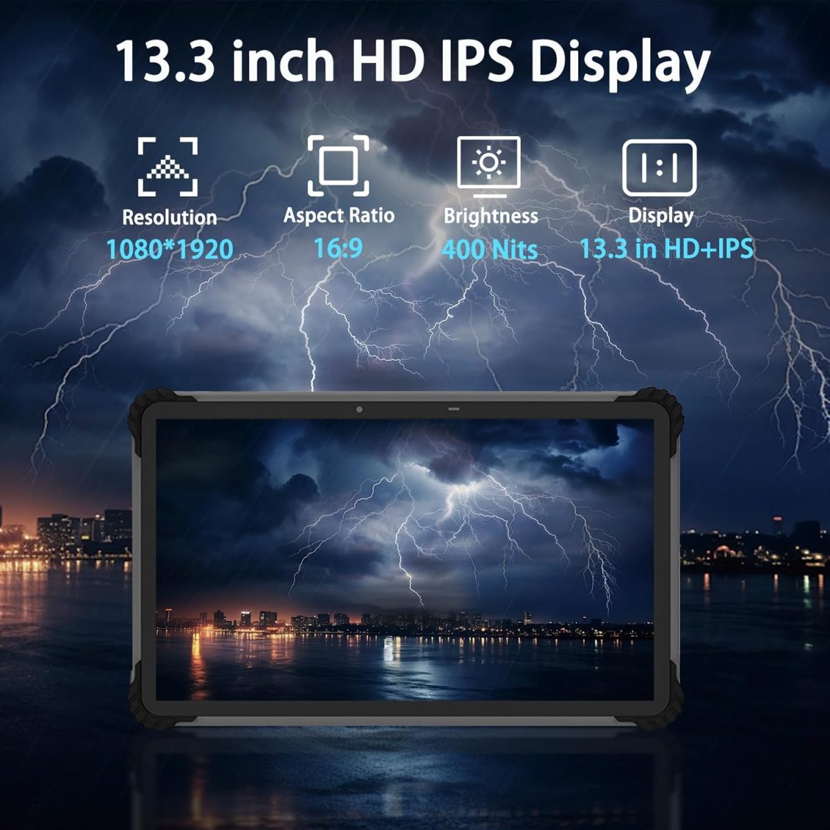 ⁦Breloom ST13-U Rugged Tablet, 13.3" Windows 11 Pro Tablet Intel I5-1235U, 8GB+256GB, IP65 Waterproof, 4G LTE/GPS/BT5.2/WiFi 6, 13MP+5MP Camera, 8000mAh Battery (I7, 16+1T, w/2D)⁩ - الصورة ⁦5⁩