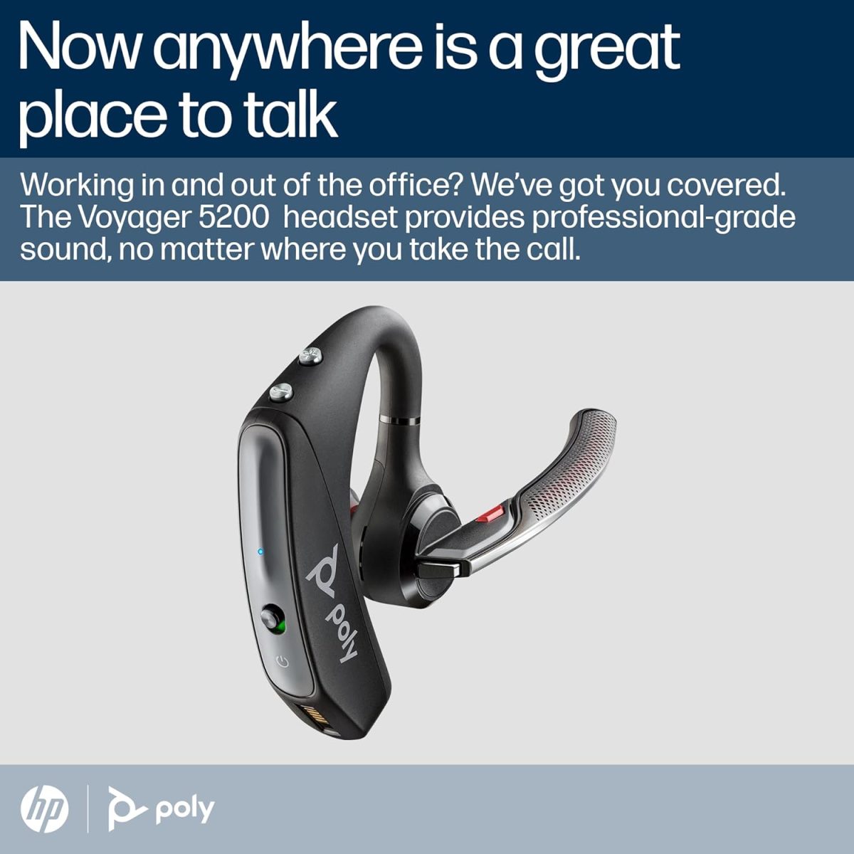 ⁦Plantronics - Voyager 5200 (Poly) - Bluetooth Over-the-Ear (Monaural) Headset - Compatible to connect to Cell Phones - Noise Canceling⁩ - الصورة ⁦2⁩