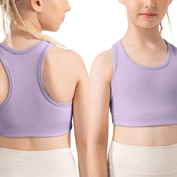 SEAUR Girls Dance Crop Tank Tops Solid Crewneck Racerback Athletic Camisoles Fashion Quick Dry Elastic Soft Dancewear