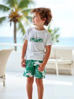 ⁦Xulinova 2 pack boys summer outfit set, dinosaur & car print t-shirts and shorts, 4pcs breathable clothes for 4–7Y, طقم العيد للأولاد, طقم ديناصور أولاد, ملابس أولاد صيفية, ملابس أطفال⁩ - الصورة ⁦5⁩