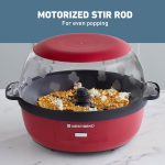 ⁦West Bend Stir Crazy Hot Oil Popper, Popcorn Maker with Large Serving Lid and Stirring Rod, 6 Quart, Red⁩ - الصورة ⁦4⁩