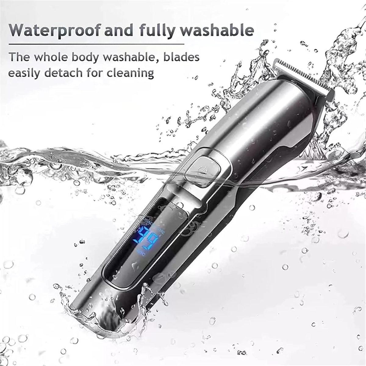 ⁦Eacam 6 in 1 Men Hair Clipper Set Beard Shaver Electric Body Hair Trimmer Nose Trimmer Haircut Kit Waterproof Fully Washable, body Hair Trimmer Body Grooming Kit for Man⁩ - الصورة ⁦2⁩