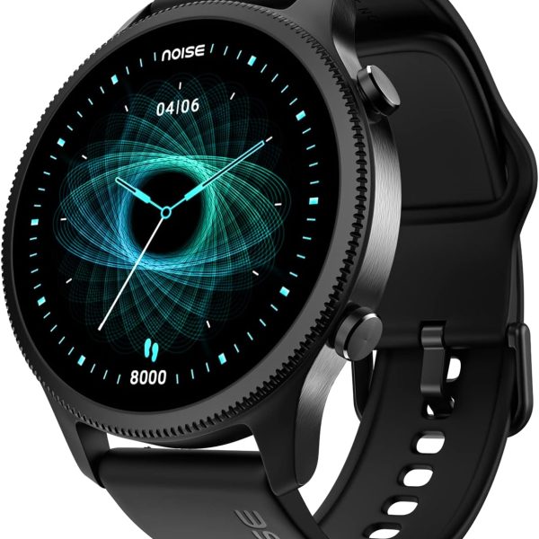 NoiseFit Halo 1.43" AMOLED Display, Bluetooth Calling Round Dial Smart Watch, Premium Metallic Build, Always on Display, Smart Gesture Control, 100 Sports Modes (Jet Black)