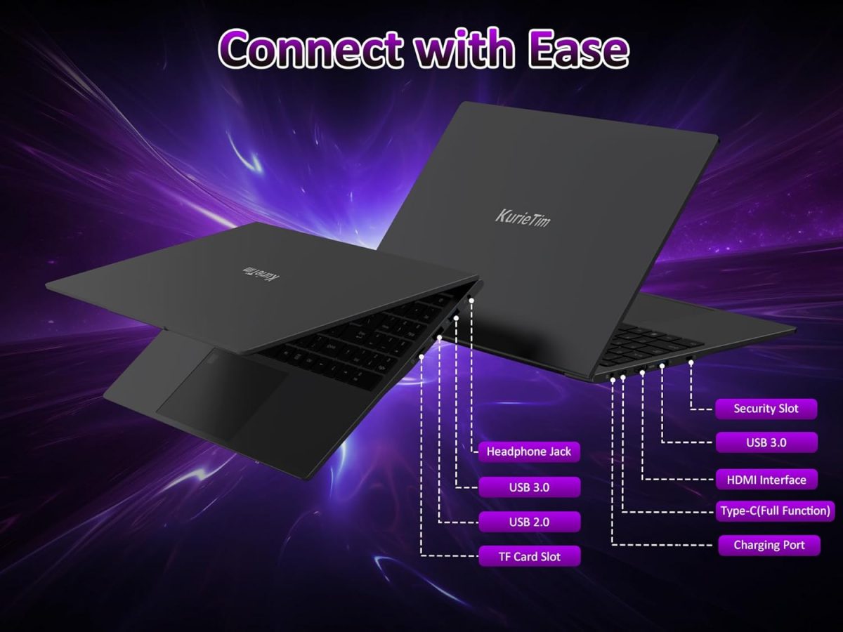 ⁦32GB RAM Laptop Computer with 1TB NVMe SSD, Intel N150 Quad-Core Processor(Up to 3.6GHz), 15.6" FHD IPS Display, 8000mAh Battery, Backlit Keyboard, Privacy Webcam, Fingerprint Unlock, Win11 Pro⁩ - الصورة ⁦6⁩