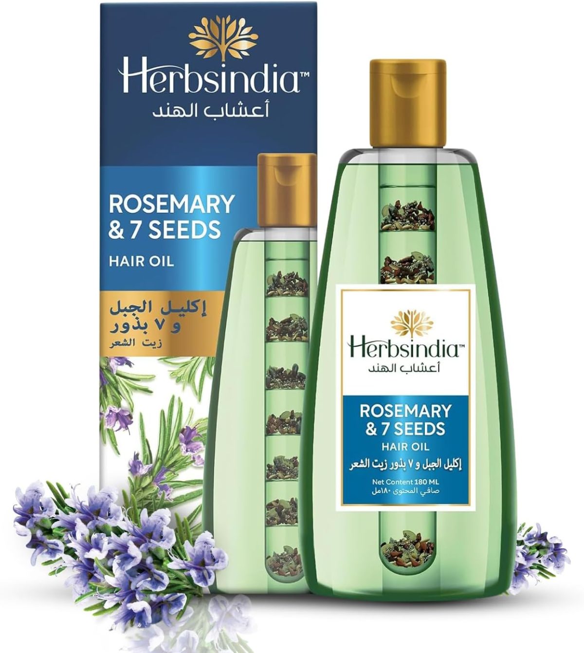 ⁦Herbsindia Rosemary & 7 Herbal Seeds Hair Oil With Nourish Tube | For Longer & Shinier Hair| Silicone & Paraben Free | All Hair Types| 280ml⁩ - الصورة ⁦2⁩