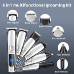 ⁦AMERTEER Hair Trimmer for Men, Beard trimmer, 6 in 1 Cordless Rechargeable Hair Clipper & Electric Mustache Trimmer, Waterproof Professional Grooming Kit for Beard Head Face and Body⁩ - الصورة ⁦3⁩
