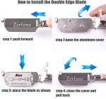 ⁦Zertone Straight Razors for Men Natural Wood Scale with 20 Double Edge Blades - Professional and Close Shaving Straight Edge Razor- Manual Shaver, Barber Razor Blade (Aluminum)⁩ - الصورة ⁦5⁩