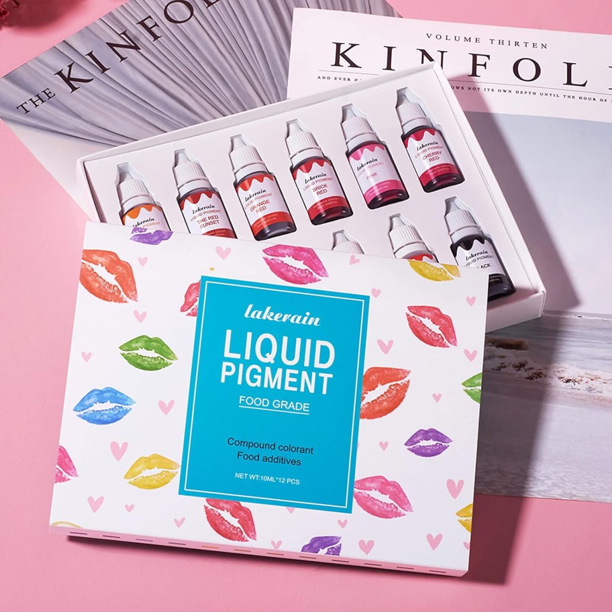 ⁦BONNIE CHOICE 12 Colors Liquid Lip Gloss Pigment Set, DIY Lipstick Liquid Pigment Set for Making Lip Gloss, DIY Lip Gloss Pigment Cosmetic Dye, Edible Coloring Pure Plant Pigment for Lip Gloss Base⁩ - الصورة ⁦9⁩