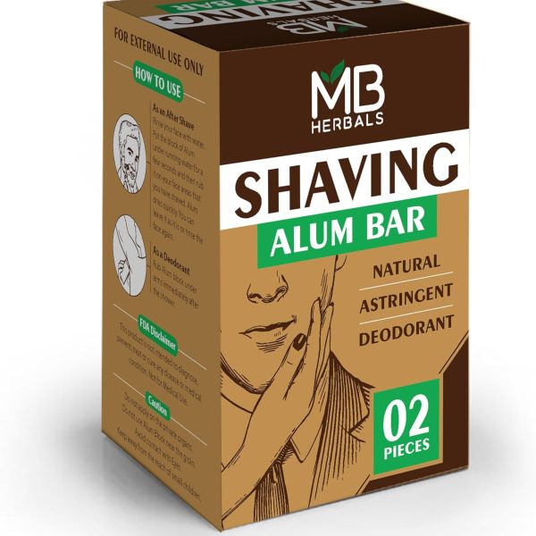 MB Herbals Shaving Alum 2 Bars Of 100 grams Each | Phitkari Alum Block Fitkari | Alum Stone After Shave, Bar